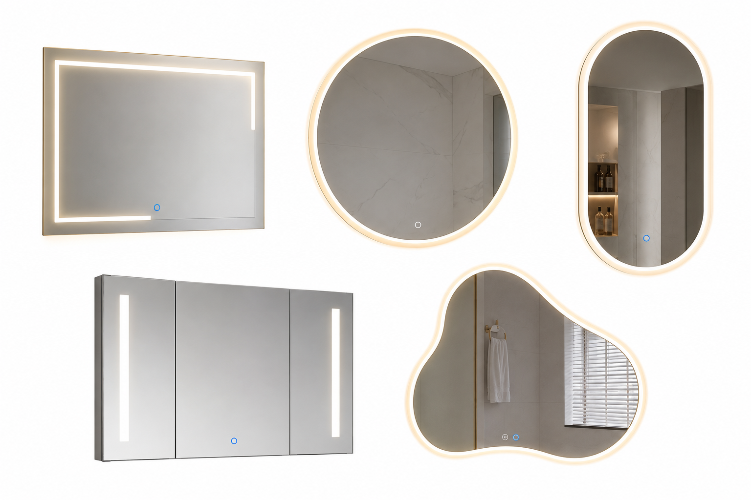 Espejos LED para Baño de Lujo | Espejos Modernos con Luz Integrada y Touch