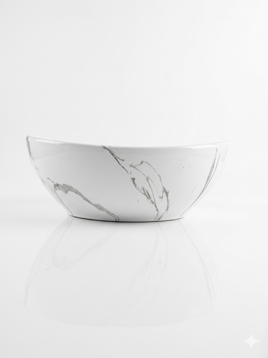 Lavamanos de Sobreponer Tipo Vessel Blanco Marmoleado Elite