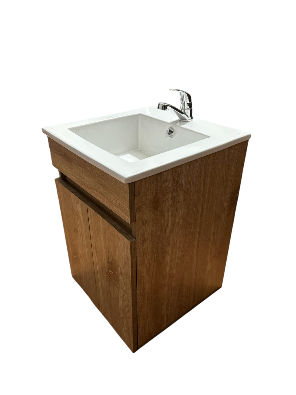 Mueble de Baño Flotante 41x41 cm con Lavamanos en Porcelana y Gabinete en Madera – Diseño Moderno