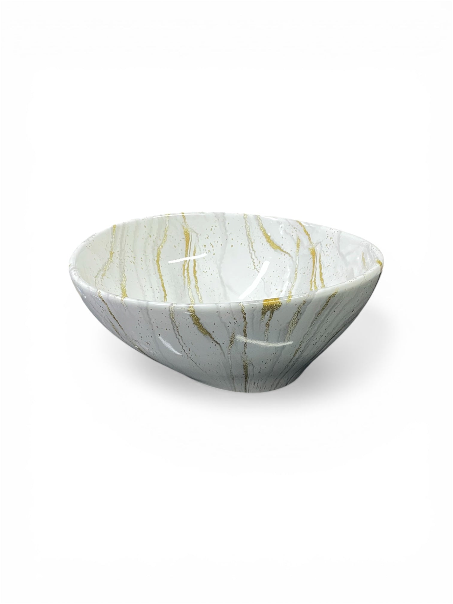 Lavamanos de Sobreponer Mármol Blanco con Vetas Doradas 41 × 34 × 15 cm Diseño Moderno de Lujo
