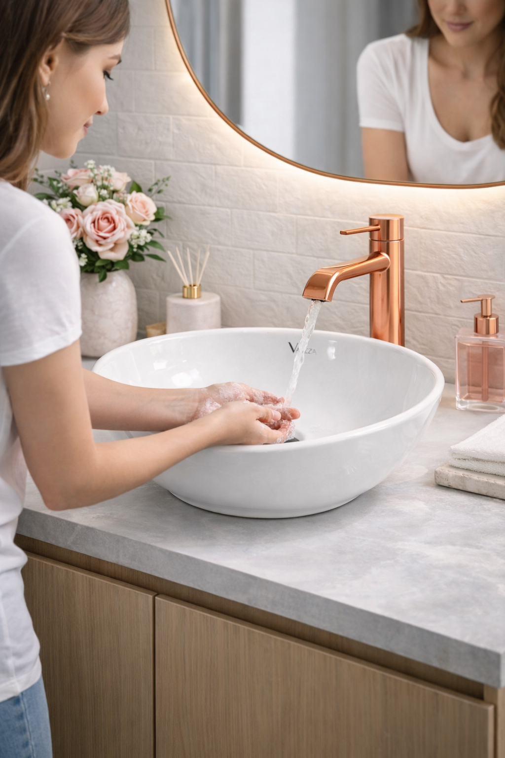 Lavamanos ovalado de sobreponer blanco