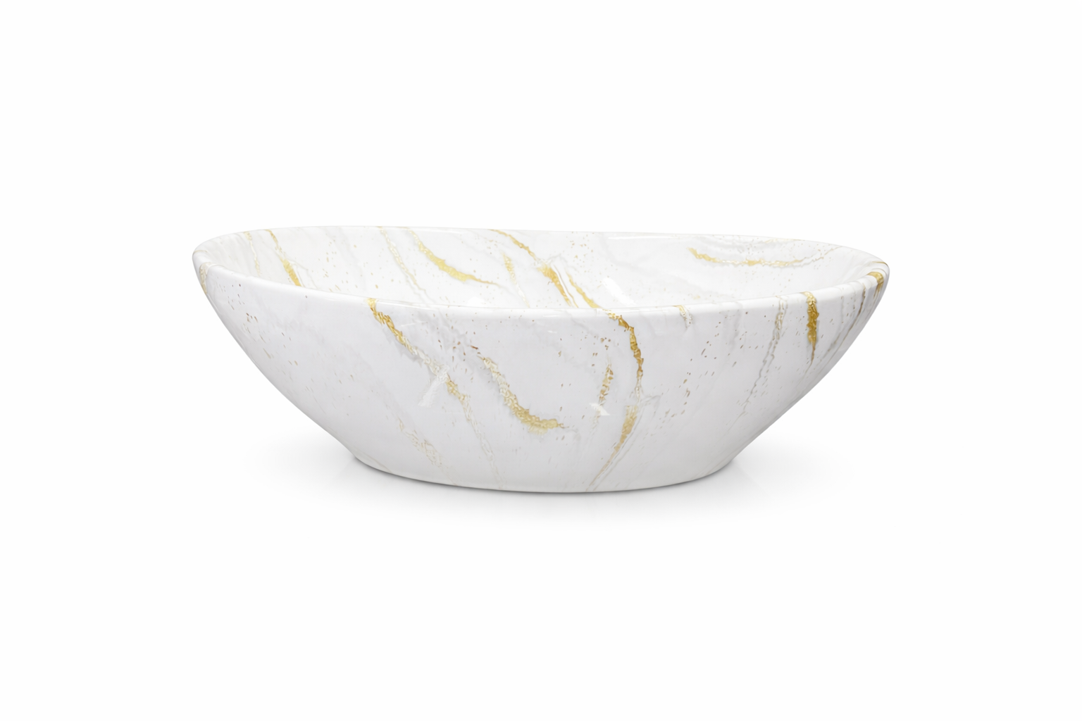 Lavamanos de Sobreponer Mármol Blanco con Vetas Doradas 41 × 34 × 15 cm Diseño Moderno de Lujo