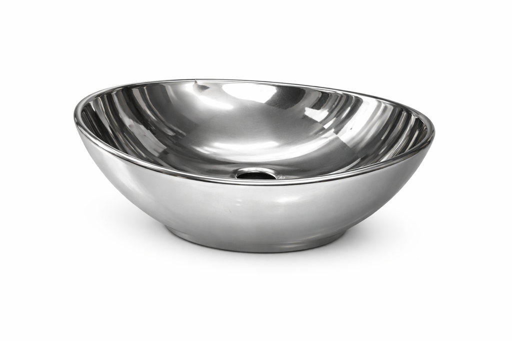 Lavamanos de Sobreponer Ovalado Plata Espejo 41 × 34 × 15 cm – Diseño Moderno y Elegante
