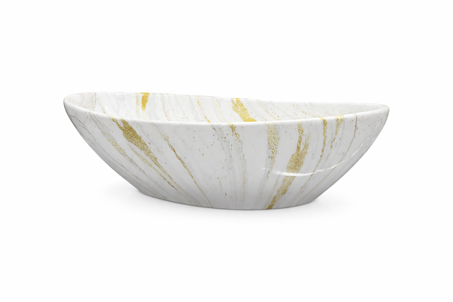 Lavamanos de Sobreponer Mármol Blanco con Vetas Doradas 41 × 34 × 15 cm Diseño Moderno de Lujo