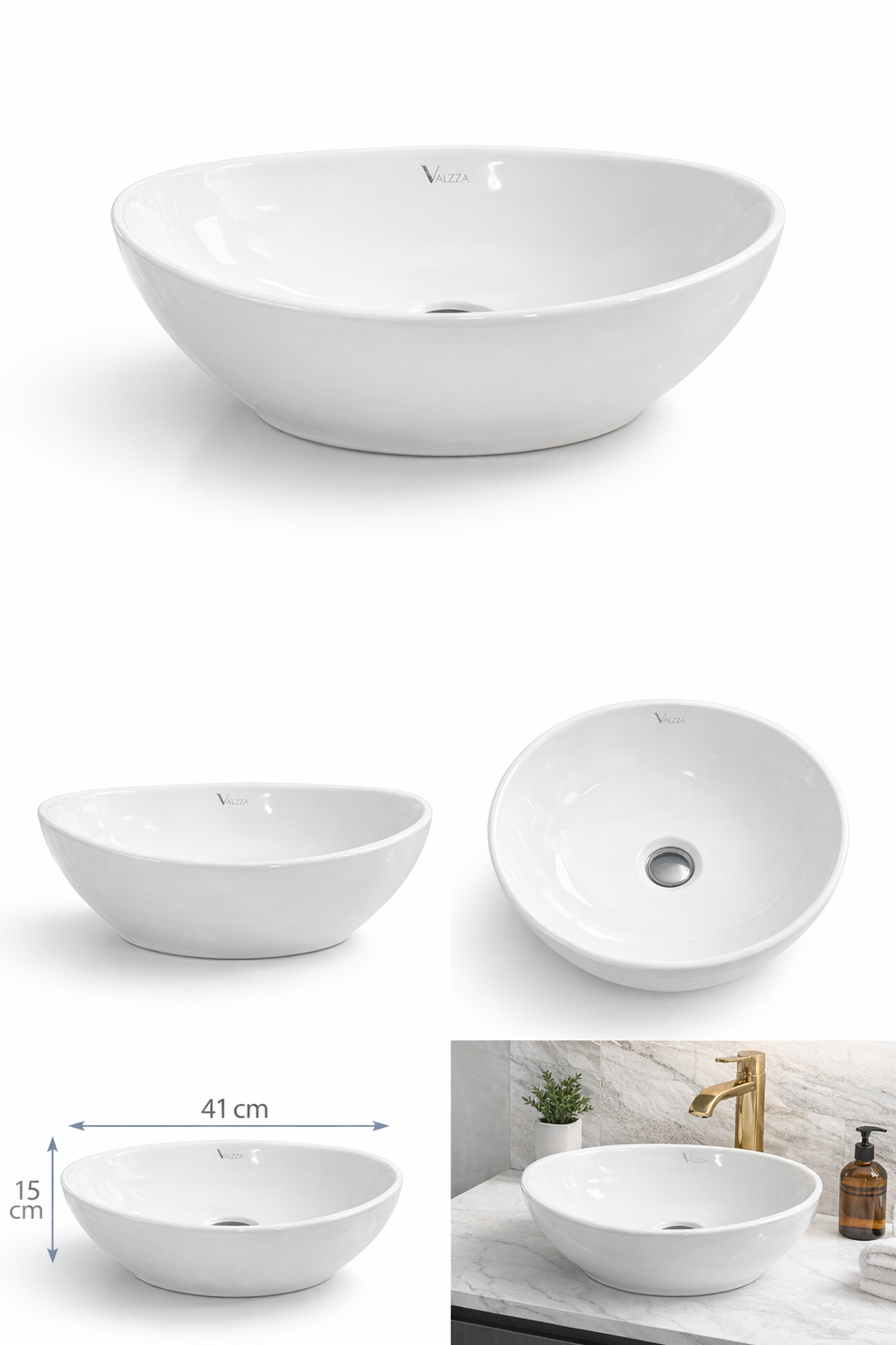 Lavamanos ovalado de sobreponer blanco