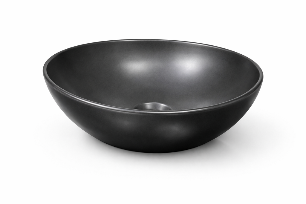 Lavamanos de Sobreponer Ovalado Negro Mate en Porcelana Diseño Moderno