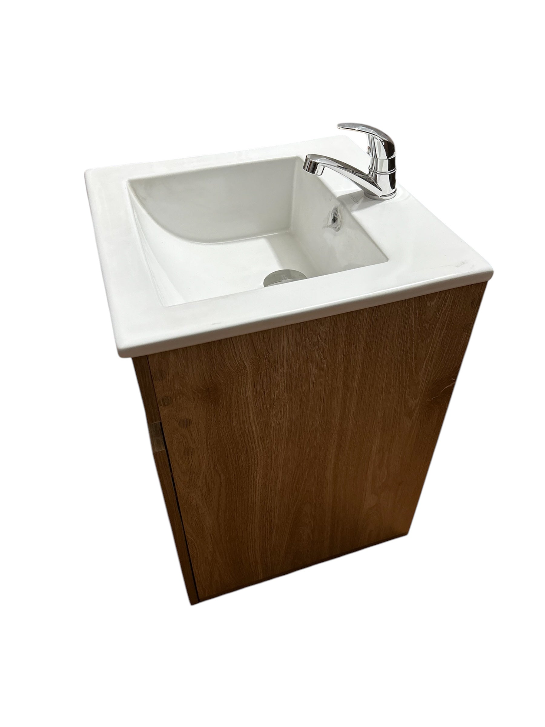 Mueble de Baño Flotante 41x41 cm con Lavamanos en Porcelana y Gabinete en Madera – Diseño Moderno