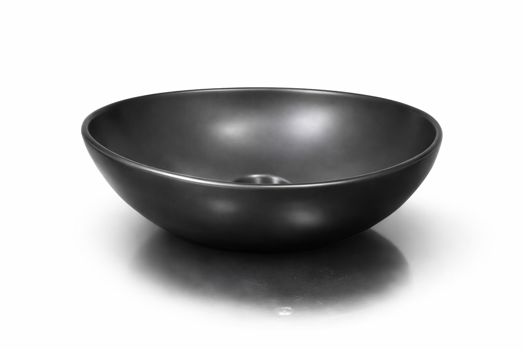 Lavamanos de Sobreponer Ovalado Negro Mate en Porcelana Diseño Moderno