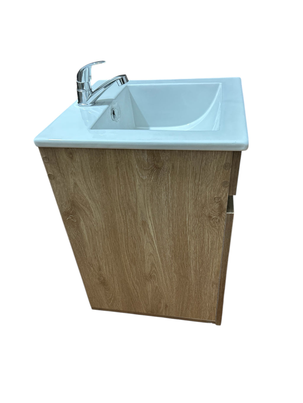 Mueble de Baño Flotante 41x41 cm con Lavamanos en Porcelana y Gabinete en Madera – Diseño Moderno