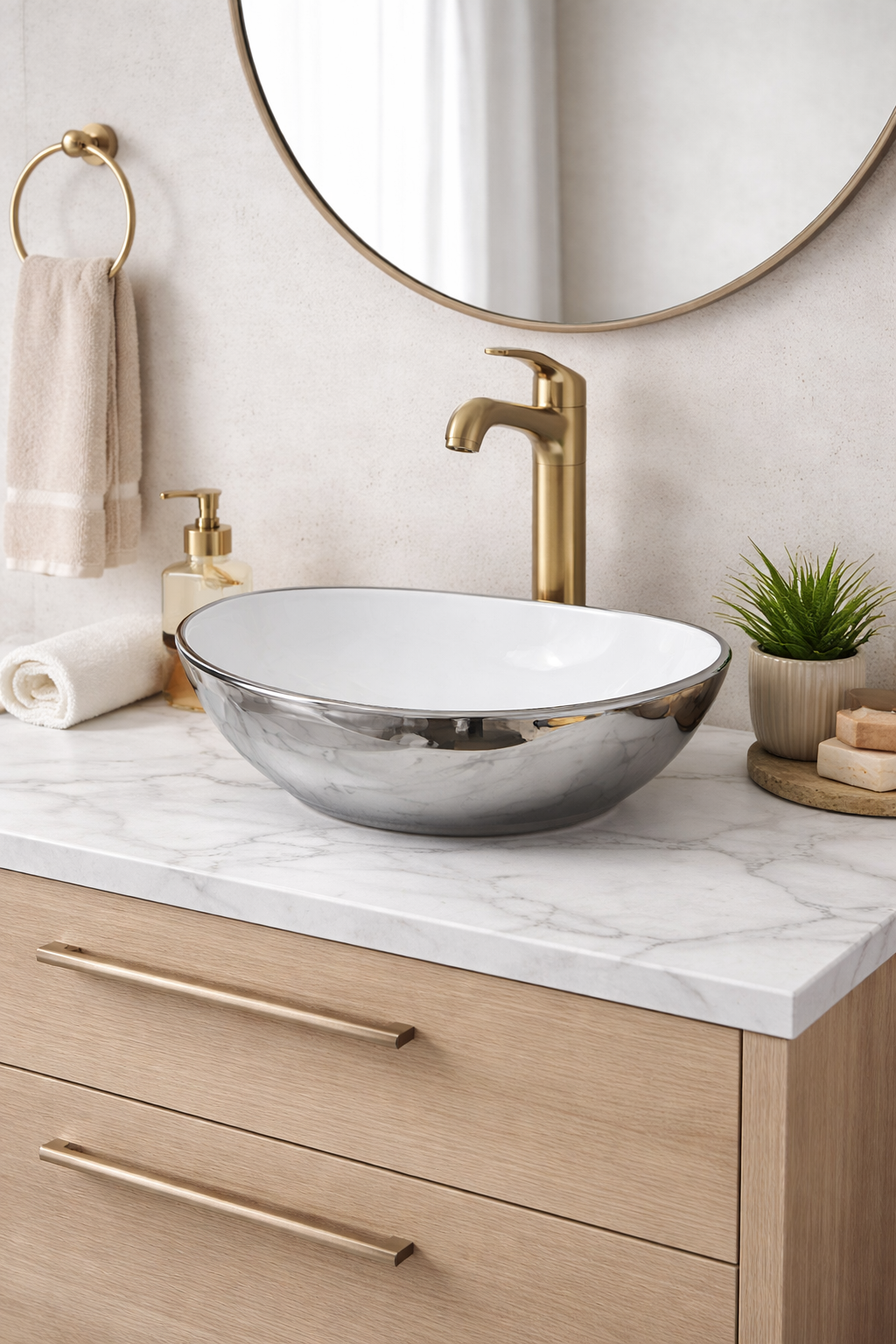 Lavamanos gris plata brillante blanco en porcelana de lujo