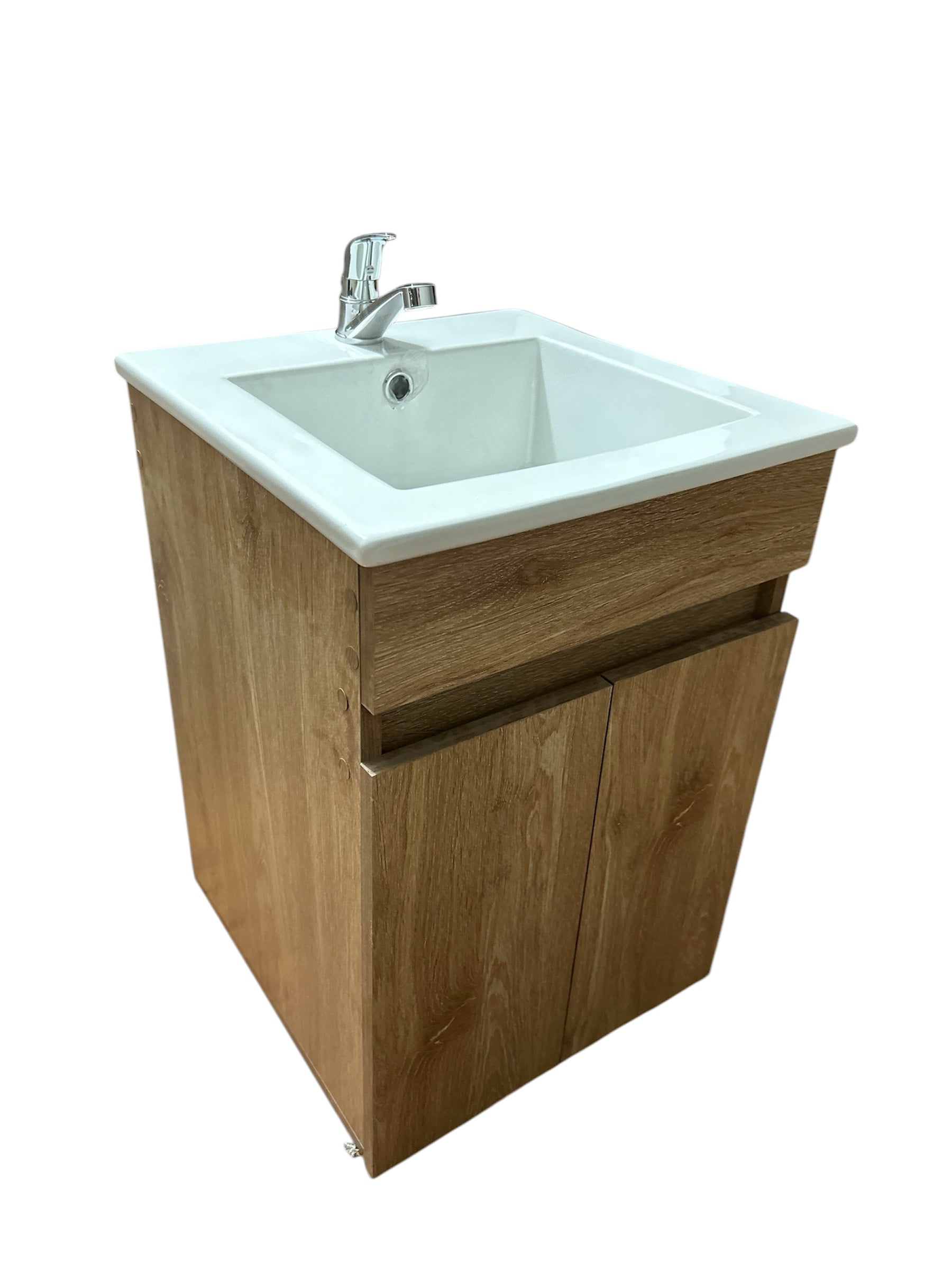 Mueble de Baño Flotante 41x41 cm con Lavamanos en Porcelana y Gabinete en Madera – Diseño Moderno