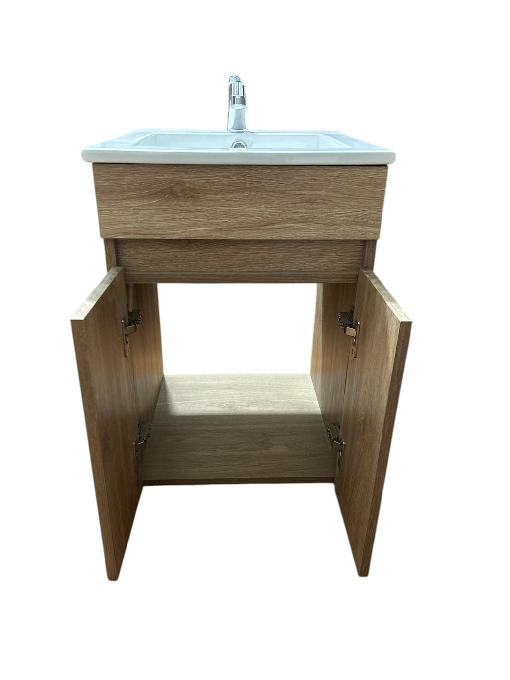 Mueble de Baño Flotante 41x41 cm con Lavamanos en Porcelana y Gabinete en Madera – Diseño Moderno