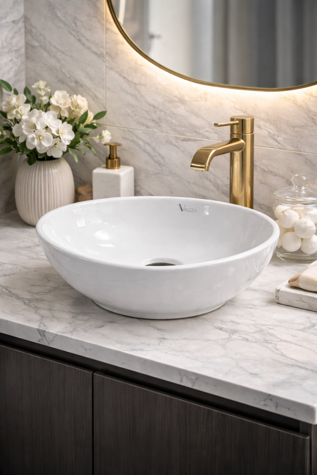 Lavamanos ovalado de sobreponer blanco