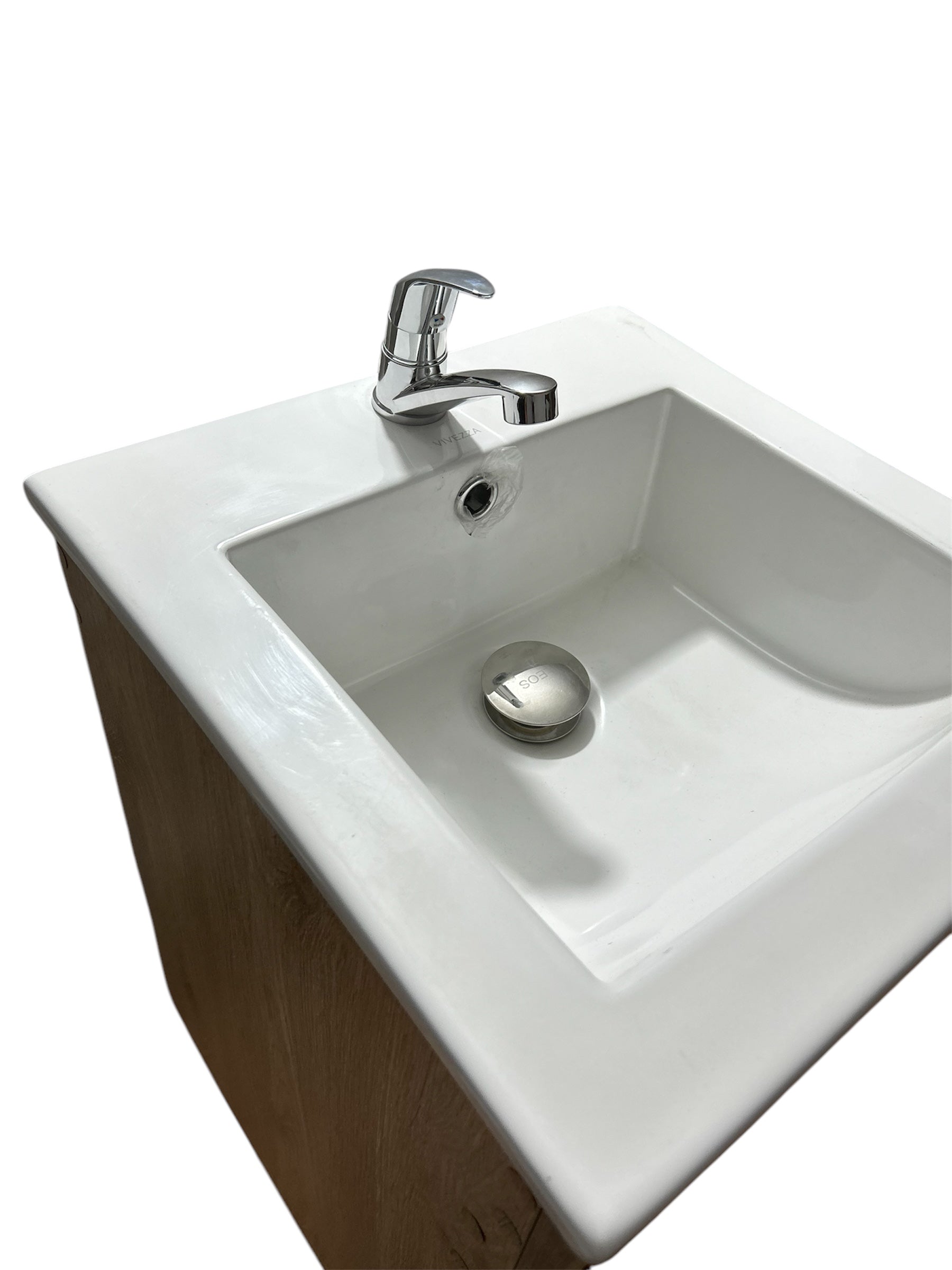 Mueble de Baño Flotante 41x41 cm con Lavamanos en Porcelana y Gabinete en Madera – Diseño Moderno