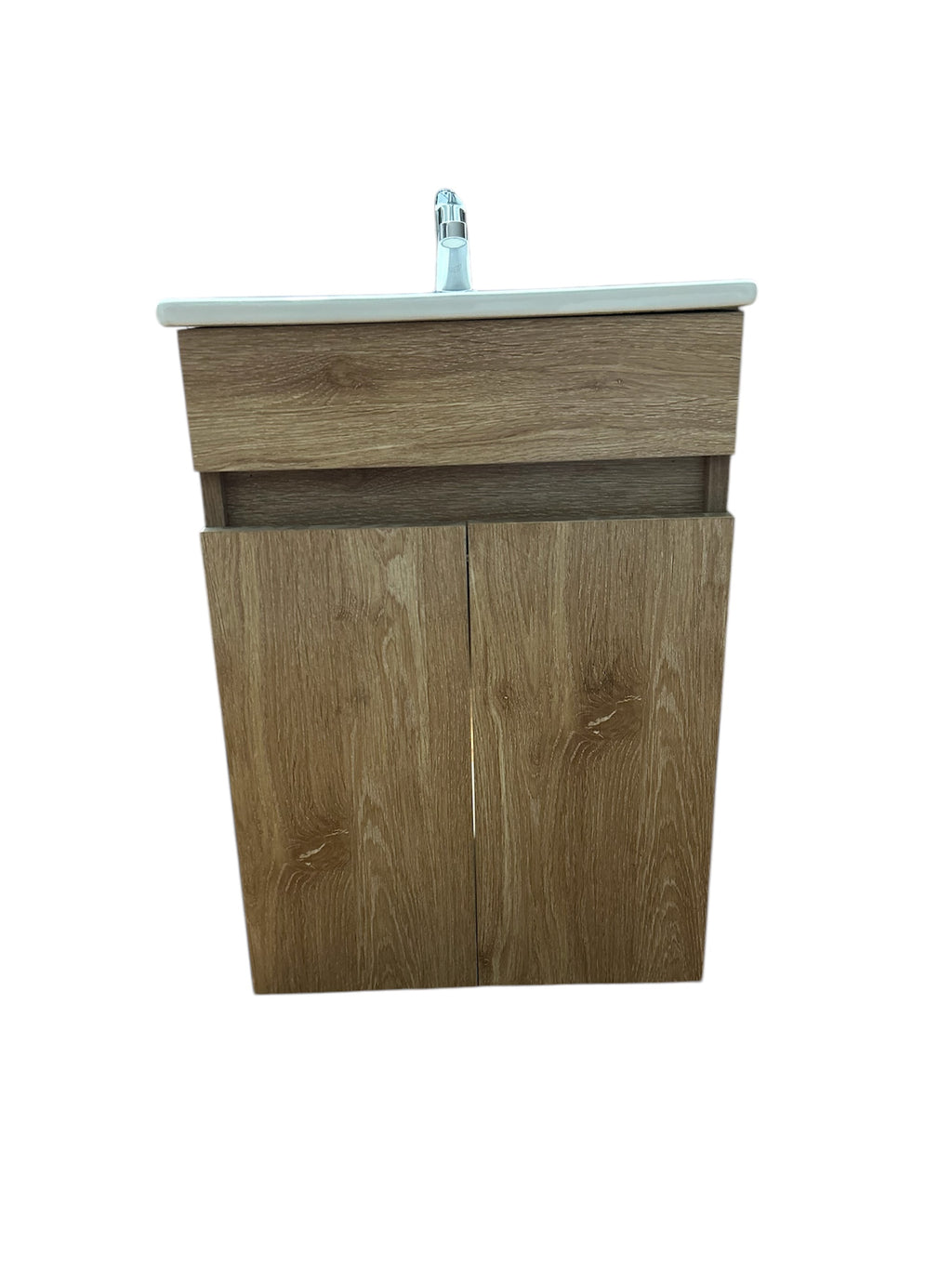 Mueble de Baño Flotante 41x41 cm con Lavamanos en Porcelana y Gabinete en Madera – Diseño Moderno